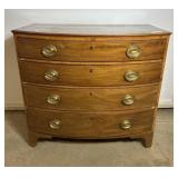 Vintage 4 Drawer Wooden Dresser with Brass