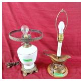 Hurricane table top lamp and brass lamp. No