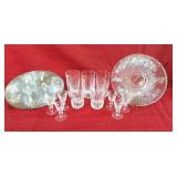 5 drinking glasses, 6 small liquor glasses, glass