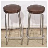 Pair of matching vintage bar stools - with floral