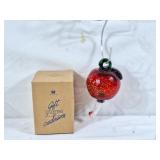 Glass red apple humming bird feeder