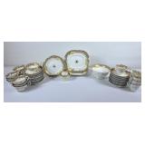 Vintage Gold Leaf Patterned Dinnerware - 48pcs