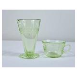 Vintage Uranium Glass Dessert Cup & Coffee Cup