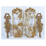 Vintage gold-tone wall hanging plaques