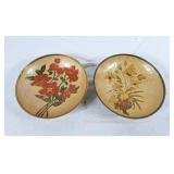 Vintage floral decorative brass raised bowls