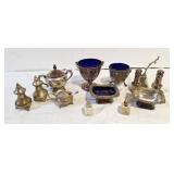 Cobalt blue glass inserts with plated dishes,