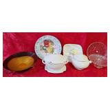 Soup tureens, large fruit bowls, platter, raised