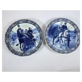 Pair of Delft Wedding Carriage Large Ceramic Wall