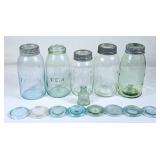 Vintage Glass Canning Jars & Lids - Crown, Ideal,