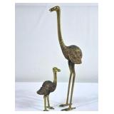 Solid Brass Ostrich Figurines - Tallest is 15"H
