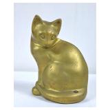 Vintage Solid Brass Cat Statue - 8"H
