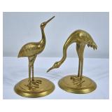 Pair of Solid Brass Crane Figurines