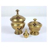 Trio of Solid Brass Potpourri Pots