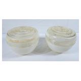 Vintage Art Deco style milk and clear glass globe