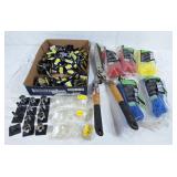 Assorted sockets, rope, safety glasses, and