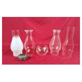 Glass Oil Lamp Hurricanes - Tallest is 10"H