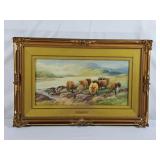 Beautiful Framed Artwork by Tom Rowden - Cows
