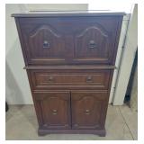 Vintage drop front bar Mirrored interior top -