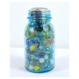 Vintage Ball Jar Full of Glass Marbles