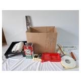 Painting supplies, steel wool, nylon line, etc