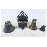 Trio of bells & Cast iron wall mount holder