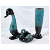 Blue Mountain Pottery Vase and swan, unmarked