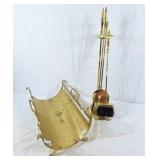 Brass fireplace log holder and tools. 1 tool is
