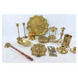 Brass decorator lot! Serving platter, candle