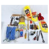 Handyman lot! Rope, screw drivers, ratchet strap,
