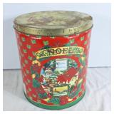 Large cookie tin partially full of pennies