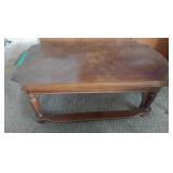 Vintage coffee table star burst pattern inlay at