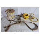 Spool of rope, caution tape, tow rope