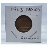 1943 Mexico Five Centavos Coin
