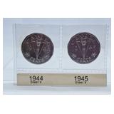 1944 and 1945 Canada Steel V Nickels