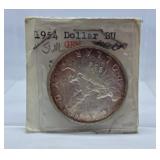 Uncirculated 1954 One Dollar Coin with Short
