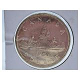 About Uncirculated 1950 Canada One Dollar Coin