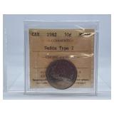 ICCS Graded Mint State 1982 Canada 50 Cent Piece