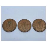 Trio of 1971 Ireland Pennies