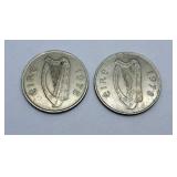 1975 and 1978 Ireland Ten Pence Coins