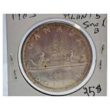 1965 Canada One Dollar Coin with Blunt 5