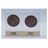 1946 and 1947 Canada 'Beaver' Nickels