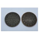 1876H and 1882H Canada Pennies
