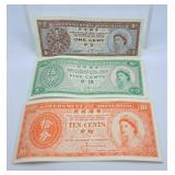 Hong Kong One Cent Bill, Five Cents Bill and Ten