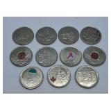 Eleven Canada Quarters with Commemorative Designs