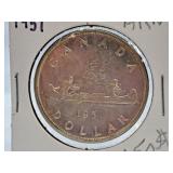 1951 Canada One Dollar Coin