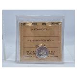 ICCS Graded Mint State 1948 Canada Dime
