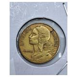 1966 France Five Centimes Coin