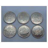 Six 1999 Canada Quarters from the Millennium