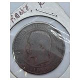 1856 France Dix Centimes Coin