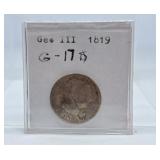 1819 British George III One Shilling Coin